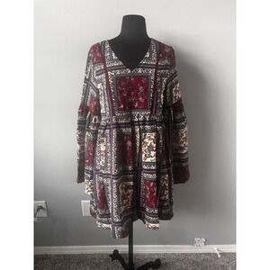 Altar'd State Floral Print Mini Dress Long Bell Sleeve Bohemian Boho Small